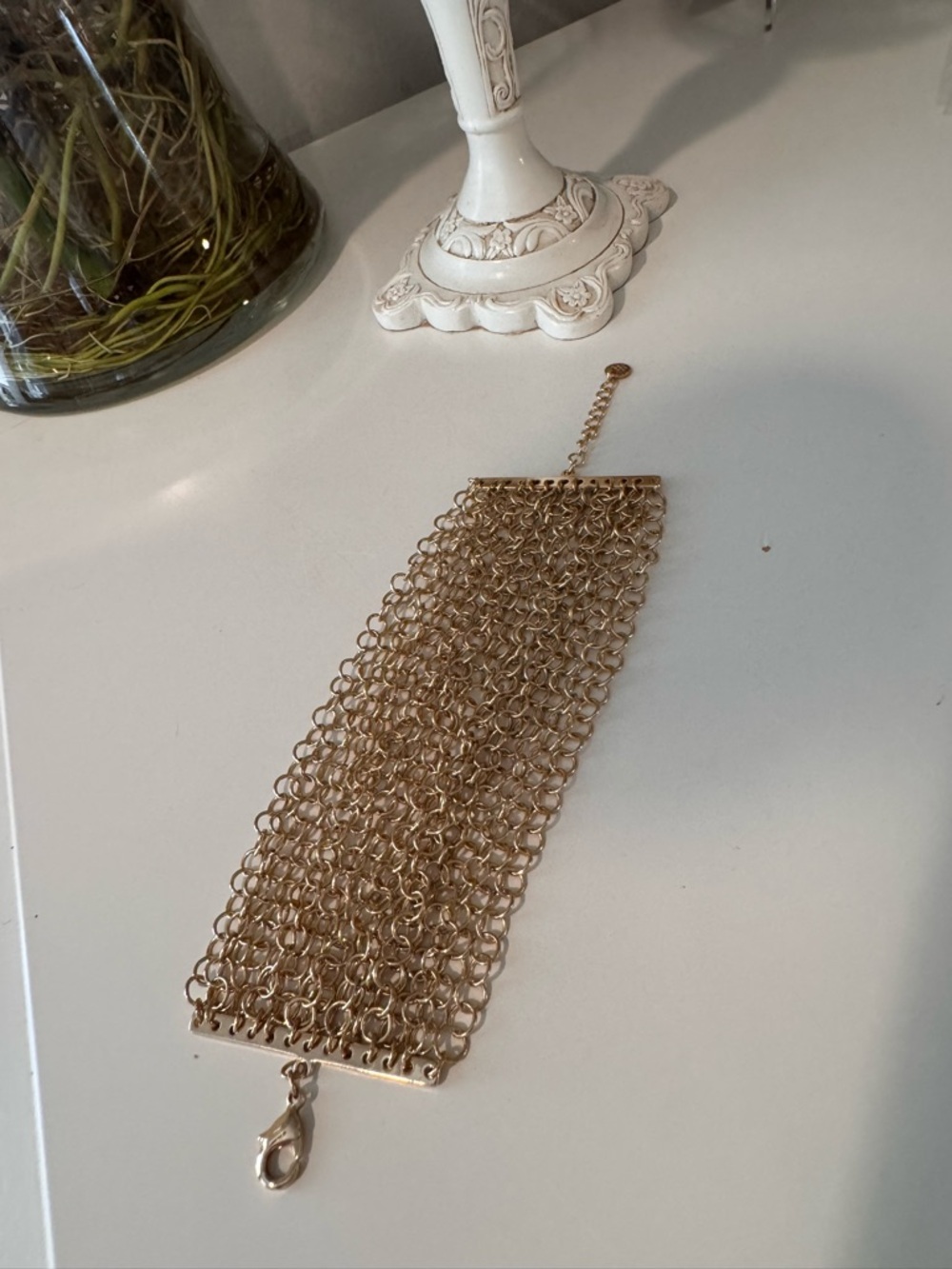 3/12$ Marlyn Schiff Wide Gold Chain Mesh Bracelet - Picture 3 of 10